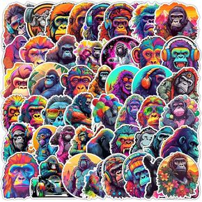 100 PCS Cartoon Gorilla Stickers ، Graffiti Kids Teenagers ملصقات ملصقات ، ملصقات فينيل الحيوانات المقاومة للماء للأولاد ، أجهزة الكمبيوتر المحمولة ، السيارات ، الخوذات ، ألواح التزلج ، حقائب