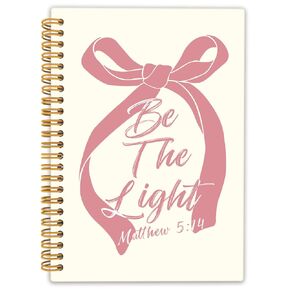 Locomiss Be the Light Christian Coquette Pink Bow Spiral Notebook ، Inspirational Bible Verse Journal Notebooks for Women ، Coquette Office Supplies ، Preppy Bible Journal Notebook 5.5x8.3