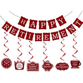 21pcs زخارف حزب التقاعد السعيدة للرجال النساء ، أحمر مضحكة لافتة التقاعد معلقة دوامات الورق في الهواء الطلق في الهواء الطلق الأطراف إكليل الإشارة المعلم لافتات المتقاعد