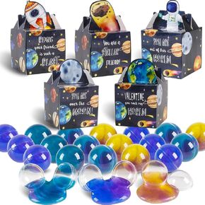 هدايا يوم عيد الحب للأطفال 30 حزمة Galaxy Slime and Space Gift Boxes Boys Girls Toddler Ristergarten Classroom