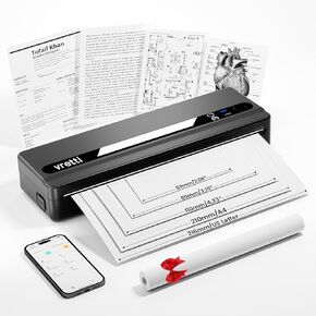 vretti Portable Printer-Wireless A4 Thermal Printer for Travel,Home and Office,Compatible with iOS, Android & Laptop, Support US Letter&A4&B5