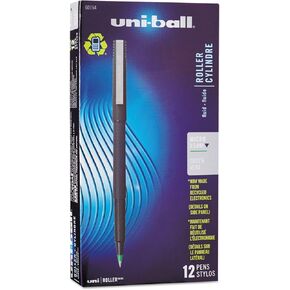 Sanford Uniball Roller Stick Pen, 0.5mm Micro Point, Green Ink, Dozen (60154)