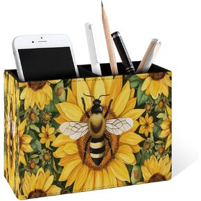 Famame America Flag with Eagle Pencil Holder for Desk, Leather Desktop Container Pen Cup Storage Study Table Pen Organizer Makeup Brush Holder for Classroom Office Home