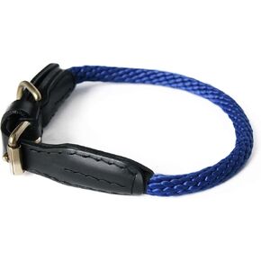 Alvalley Rope & Leather Dog Collar مع مشبك - أطواق الحيوانات الأليفة الثقيلة للكلاب - طوق مضفر ناعم للتدريب والمشي - حبل البولي بروبيلين القوي (الأرجواني ، 18 بوصة ، 19 ملم)