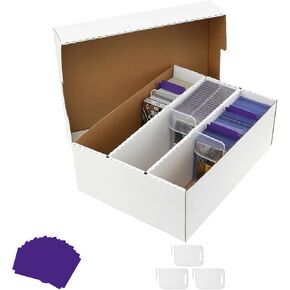 2100-Count Trading Card Storage Box-3-Row Design/8 Dividers&3 Supporters-Fits MTG, TCG, Sports Cards(Sleeved/Unsleeved)-Magnetic&Toploader Compatible-Durable Cardboard (1 Pack)