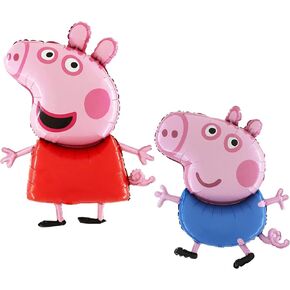 Toyland Pack من 2 Peppa Pig & George Pig Pig Plonons - Pink & Blue ، 95 سم لكل منهما ، خرق ذاتي ، مثالي لحفلات عيد ميلاد الأطفال