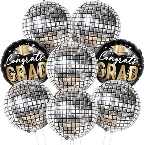 KatchOn, Congrats Grad Balloon Set - Big, 18 Inch, Pack of 8 | Congrats Grad Balloons, Graduation Decorations 2025 | Disco Ball Balloons, Graduation Decorations Class of 2025 | Disco Ball Decoration