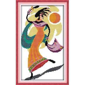 Happy Forever Cross Stitch Kits 11CT Stamped Patterns for Kids and Adults, Preprinted Embroidery kit for Beginner, R323 African Feeling (Purple 2, Size 16''x21'')