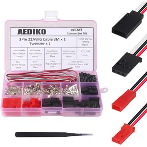 JST Servo Connector Kit 40 Sets Servo Plug Male Connector Crimp Pin Kit Texcability JST Syp Futaba for Hitec Spektrum RC