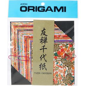 Aitoh Yuzen Washi Chiyogami Origami Paper, 4 by 4-Inch, 40 Sheets