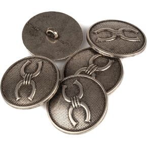 Mibo 5pcs زنك يموت الزنك الزر ساق - شعار حدوة حصان مزدوج على خلفية محكم - 40L (25 ملم) - النيكل العتيقة