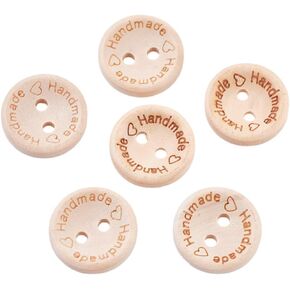 15mm 100pcs 2 الأزرار الخشبية المصنوعة يدويًا مع حب صغير جولة طبيعية زر طبيعية خشبية مصغرة أزرار الخياطة الكلاسيكية بشكل كبير لتصنيع الخياطة مصنوعة ملحقات ديي.
