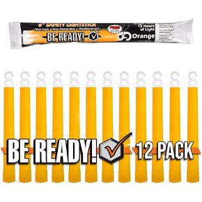 Be Ready 12 Pack Orange Chemical Light Industrial Glow Sticks | Emergency Safety | 12+ Hours | Hurricane Survival Kit Extreme Weather Supplies Power Outages Camping Gear Accessories