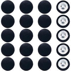 Superfindings 20pcs 0.78 بوصة من القماش الأسود الأزرار المغطاة بأزرار ألمنيوم أزرار مستديرة الأزرار المخملية أزرار الأزرار البديلة لأزرار الخياطة لثوب ملابس السترة ، ثقب: 2 مم: 2 مم: 2 ملم