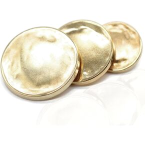 Beaten Gold Metal Shank Buttons - 12 Pcs - 3 Size Options - Luxury Flat Round Wave Metal Shank Buttons for Men Women Blazer Coat Uniform Shirt Suit and Jacket Sewing Craft DIY BW8233…