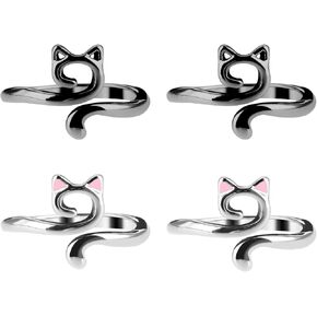 YUXIANLB 4PCS Adjustable Knitting Crochet Hook Rings, Knitting Crochet Hook Rings for Fingers, Zinc Alloy Open Yarn Guide Crochet Rings, Faster Knitting Yarn Guide Finger Holder Thimble for Crocheter