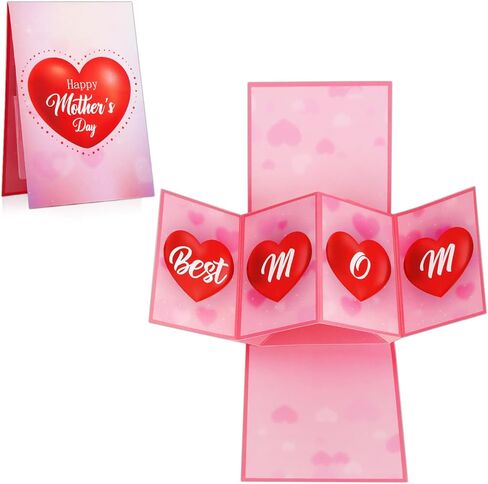 D24TIME Mothers Day Pop Up Cards for Mom Best Mom Ever Card with Envelope 3D Happy Mother's Day Gift Greeting Card for New Mom Mother Wife Happy Mothers Day Gifts Cards from Daughter Son Husband Kids in Kuwait