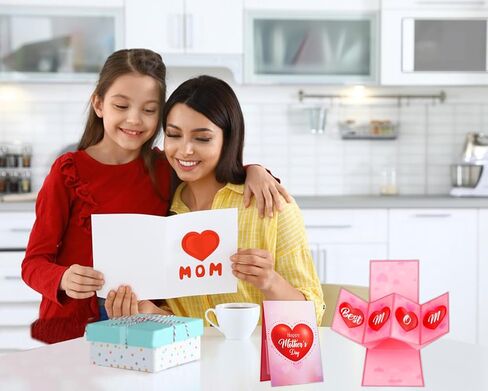 D24TIME Mothers Day Pop Up Cards for Mom Best Mom Ever Card with Envelope 3D Happy Mother's Day Gift Greeting Card for New Mom Mother Wife Happy Mothers Day Gifts Cards from Daughter Son Husband Kids in Kuwait