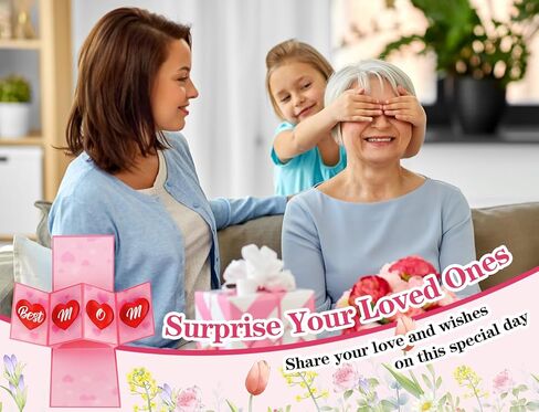 D24TIME Mothers Day Pop Up Cards for Mom Best Mom Ever Card with Envelope 3D Happy Mother's Day Gift Greeting Card for New Mom Mother Wife Happy Mothers Day Gifts Cards from Daughter Son Husband Kids in Kuwait