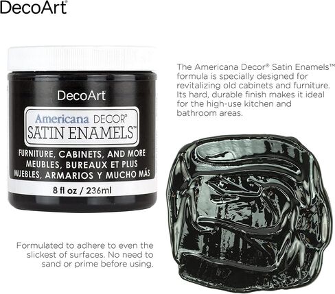 DecoArt Satin Enamels Classic Black, 8 fl oz, Jar (Pack of 3) in Kuwait