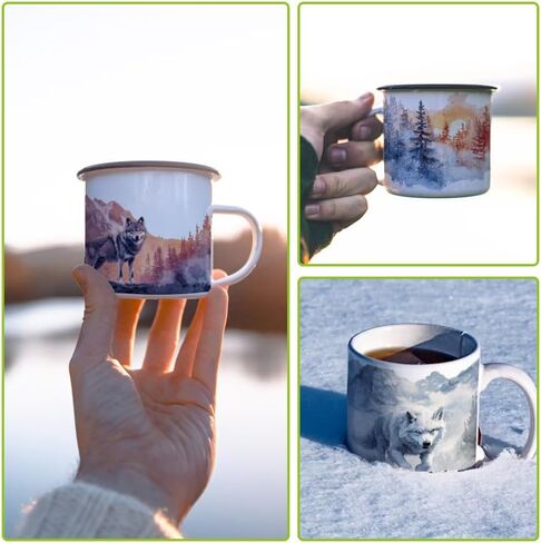 arricraft 10 pcs Wild Wolf Mountain Cup Cup Printing UV Transfer Papers ، ملصقات Cup Cup Cup Cup الملونة الملونة للماء لـ 16 أوقية كؤوس زجاجية ، هدايا للعائلة والأصدقاء in Kuwait