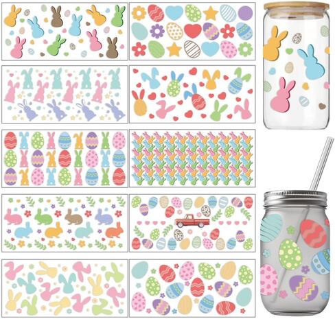 arricraft 10 pcs Wild Wolf Mountain Cup Cup Printing UV Transfer Papers ، ملصقات Cup Cup Cup Cup الملونة الملونة للماء لـ 16 أوقية كؤوس زجاجية ، هدايا للعائلة والأصدقاء in Kuwait