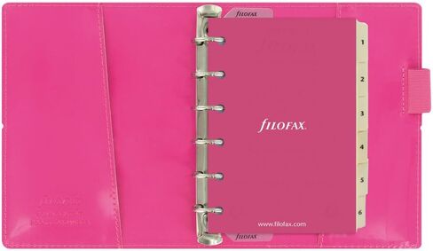 Filofax Domino Patent Organizer, Pocket Size, Hot Pink - High-Gloss, Contemporary, Six Rings, Week-to-View Calendar Diary, Multilingual, 2025 (C022480-25) in Saudi Arabia