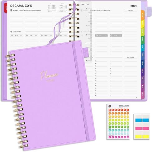EMSHOI 2025 Planner Hourly Daily Weekly and Monthly, A4 (8.5x11), 3-Tier Appointment Book Vertical Schedule Calendar Organizer for Women Men Work Business, with Monthly Tabs, Note Pages, Black in Saudi Arabia