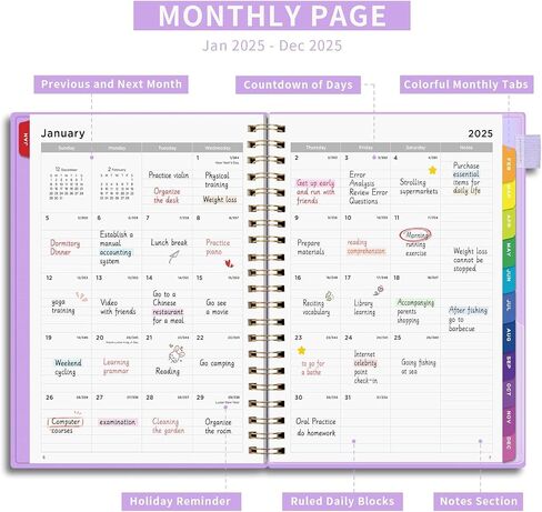EMSHOI 2025 Planner Hourly Daily Weekly and Monthly, A4 (8.5x11), 3-Tier Appointment Book Vertical Schedule Calendar Organizer for Women Men Work Business, with Monthly Tabs, Note Pages, Black in Saudi Arabia