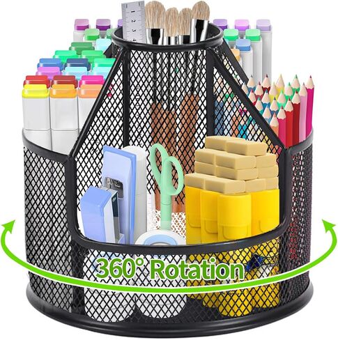 Sturdy Rotating Pen Holder, Cute Metal Pencil Holder, Large Mesh Pen Organizer for Desk, Premium Friendly Office Desk Accessories & Workspace Organizers, Sakura Pink in Saudi Arabia