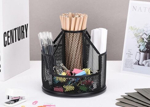 Sturdy Rotating Pen Holder, Cute Metal Pencil Holder, Large Mesh Pen Organizer for Desk, Premium Friendly Office Desk Accessories & Workspace Organizers, Sakura Pink in Saudi Arabia