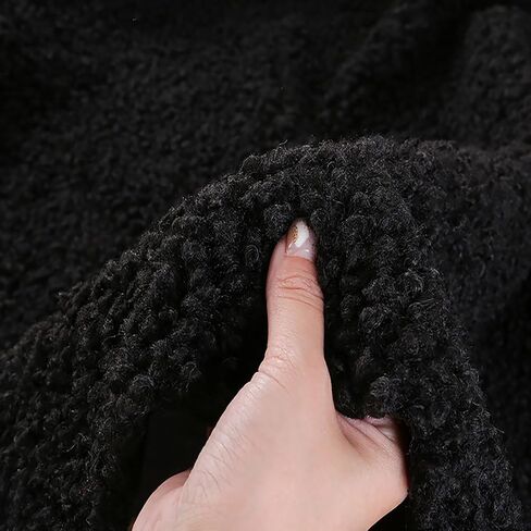 Long Pile Sherpa Fleece Fabric for Crafts 63x19in 160x50cm Faux Fur Lining Fabric Lambskin Thermal Lined Material for DIY Plush Coat Decorations Coat Hat Gloves pet House(Color:Black) in Saudi Arabia