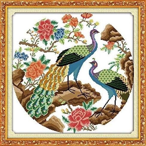 Cross Stitch Kits 11ct مختومة للأطفال والبالغين ، مجموعة التطريز المطبوعة مسبقًا للمبتدئين ، والحيوانات الجميلة (D419 اثنان من الفلامينغ ، الحجم 14''x17 '') in Kuwait
