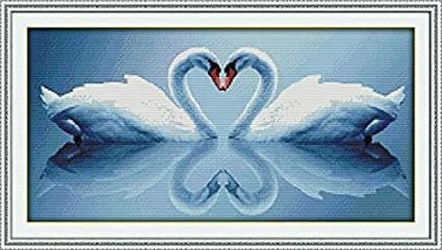 Cross Stitch Kits 11ct مختومة للأطفال والبالغين ، مجموعة التطريز المطبوعة مسبقًا للمبتدئين ، والحيوانات الجميلة (D419 اثنان من الفلامينغ ، الحجم 14''x17 '') in Kuwait