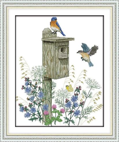 Cross Stitch Kits 11ct مختومة للأطفال والبالغين ، مجموعة التطريز المطبوعة مسبقًا للمبتدئين ، والحيوانات الجميلة (D419 اثنان من الفلامينغ ، الحجم 14''x17 '') in Kuwait