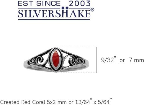 Silvershake Petite Marquise Shape Inlay 925 Sterling Silver Filigree Swirl and Spiral Style Ring in Saudi Arabia