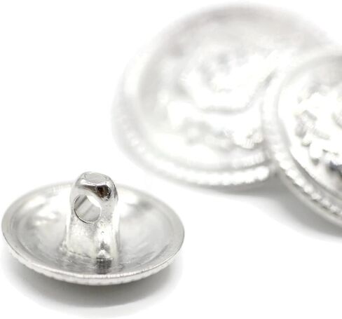 Antique Silver Metal Shank Buttons - 12 Pcs - 3 Size Options -Crown Round Metal Shank Buttons Vintage for Men Women Blazer Coat Uniform Shirt Suit and Jacket Sewing Craft DIY N11302 in Kuwait