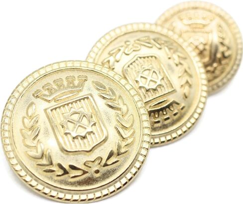 Antique Silver Metal Shank Buttons - 12 Pcs - 3 Size Options -Crown Round Metal Shank Buttons Vintage for Men Women Blazer Coat Uniform Shirt Suit and Jacket Sewing Craft DIY N11302 in Kuwait