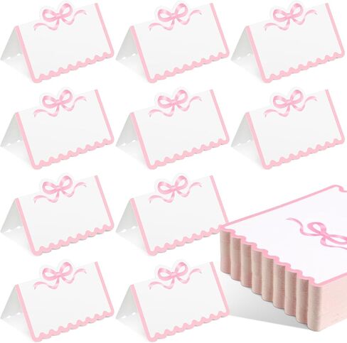 eersida 100 PCS Bow Place Cards 2 × 3.5 بوصة لطيف عقدة خيم Cardstock فارغة تحية PlaceCard. in Saudi Arabia