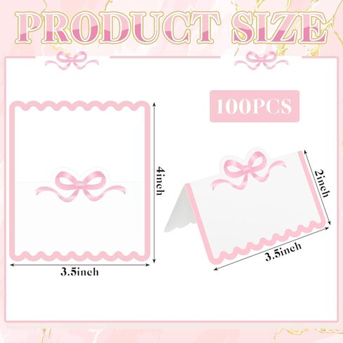 eersida 100 PCS Bow Place Cards 2 × 3.5 بوصة لطيف عقدة خيم Cardstock فارغة تحية PlaceCard. in Saudi Arabia