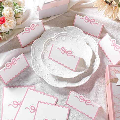 eersida 100 PCS Bow Place Cards 2 × 3.5 بوصة لطيف عقدة خيم Cardstock فارغة تحية PlaceCard. in Saudi Arabia