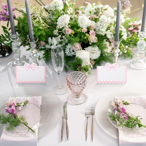 eersida 100 PCS Bow Place Cards 2 × 3.5 بوصة لطيف عقدة خيم Cardstock فارغة تحية PlaceCard. in Saudi Arabia