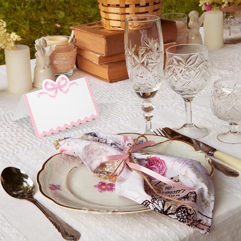 eersida 100 PCS Bow Place Cards 2 × 3.5 بوصة لطيف عقدة خيم Cardstock فارغة تحية PlaceCard. in Saudi Arabia