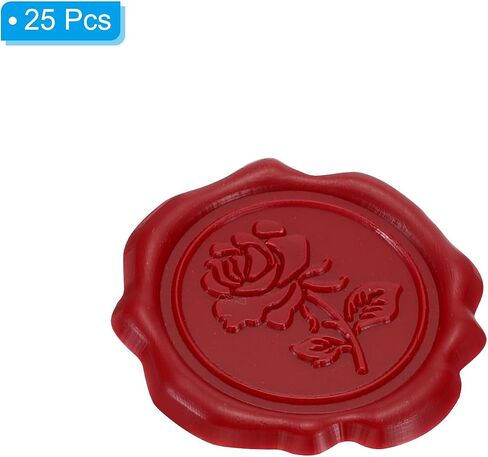 PATIKIL Wax Seal Stickers, 25 Pcs Embossed Self Adhesive Rose Sticker for Envelope Letter Wedding Invitation Card Birthday Party Gift Wrap, Red in Saudi Arabia