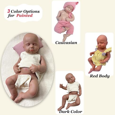 20" Full Body Solid Silicone Reborn Dolls Girl 3D Painted Newborn Baby Doll That Look Real Sleeping Babies 03 in Kuwait