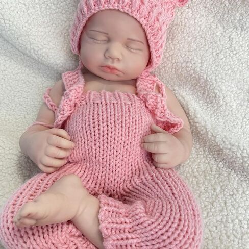 20" Full Body Solid Silicone Reborn Dolls Girl 3D Painted Newborn Baby Doll That Look Real Sleeping Babies 03 in Kuwait