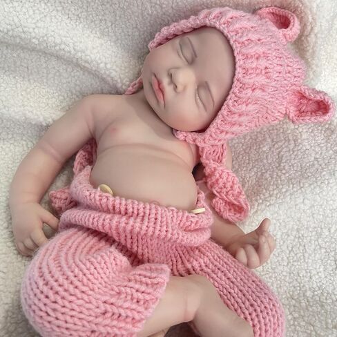 20" Full Body Solid Silicone Reborn Dolls Girl 3D Painted Newborn Baby Doll That Look Real Sleeping Babies 03 in Kuwait
