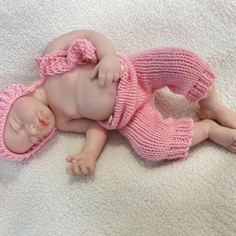 20" Full Body Solid Silicone Reborn Dolls Girl 3D Painted Newborn Baby Doll That Look Real Sleeping Babies 03 in Kuwait