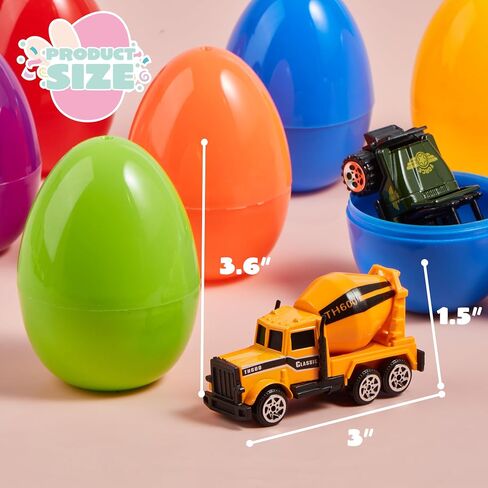 JOYIN 24 Pcs Prefilled Easter Eggs with Toys, Plastic Eggs with Colorful Cars, Basket Stuffers, Party Favors for Kids, Easter Game, Classroom Prize Supplies in Saudi Arabia