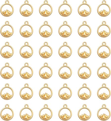 50 Pcs Circle Mountain Charms Mini Metal 1.1 x 1.4 cm Cute Pendant Supplies for DIY Jewelry Making Finding Necklace Bracelet Keychain Handmade Decoration in Saudi Arabia